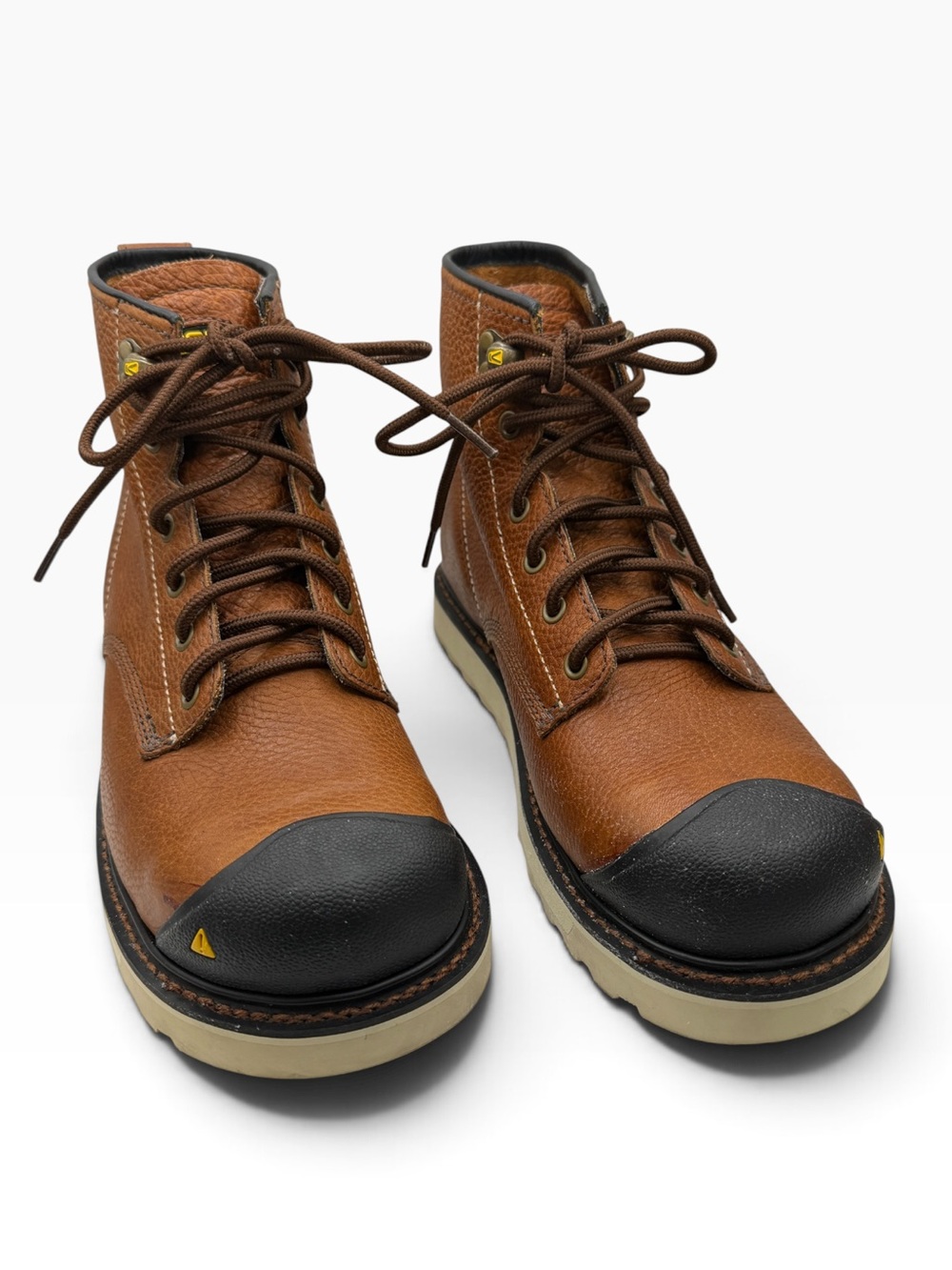 Keen Men’s Brown Leather Work Boots with Black Toe - Size 9